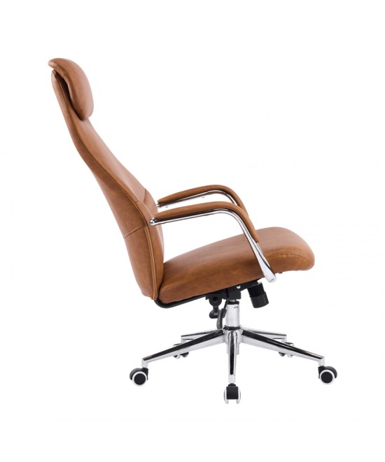 Καρέκλα γραφείου διευθυντή Ferka pakoworld καφέ pu 64x71x120-128εκ