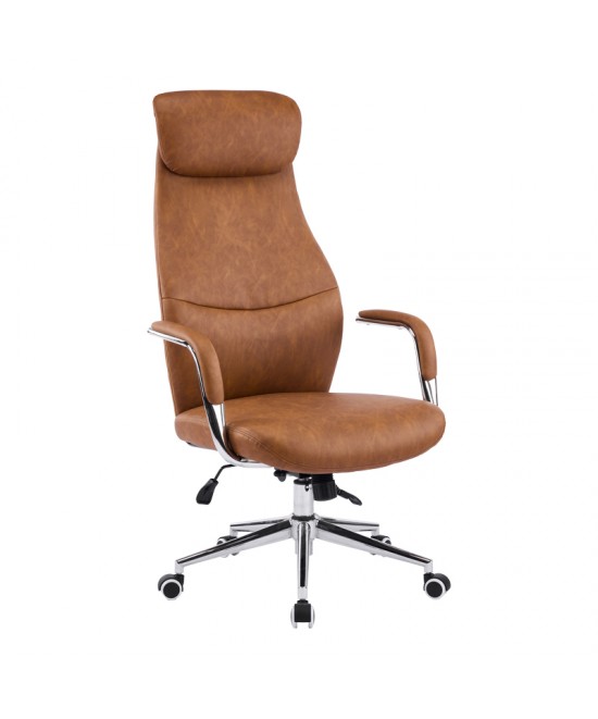 Καρέκλα γραφείου διευθυντή Ferka pakoworld καφέ pu 64x71x120-128εκ