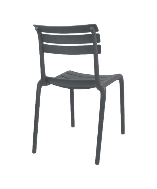 Καρέκλα Almea pakoworld στοιβαζόμενη pp ανθρακί 42.5x55.5x82εκ