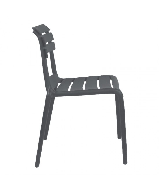 Καρέκλα Almea pakoworld στοιβαζόμενη pp ανθρακί 42.5x55.5x82εκ