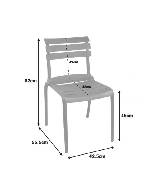 Καρέκλα Almea pakoworld στοιβαζόμενη pp ανθρακί 42.5x55.5x82εκ