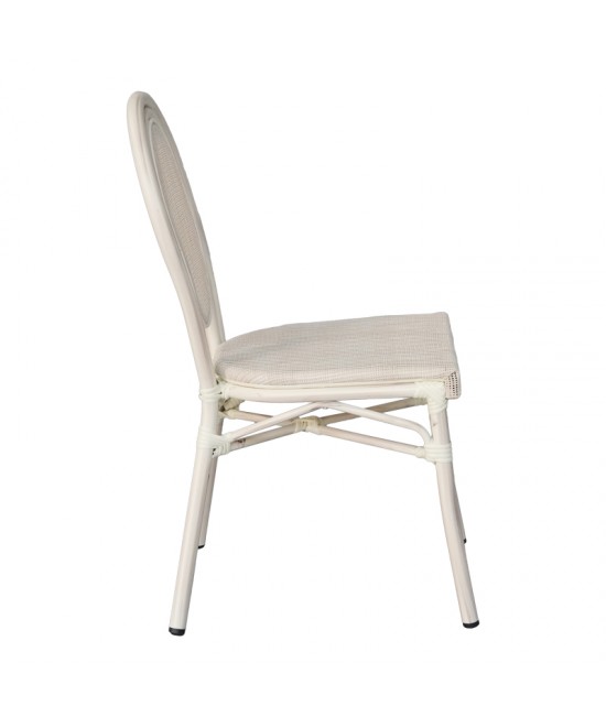 Καρέκλα Nacia pakoworld στοιβαζόμενη αλουμίνιο-textilene λευκό 45x59x85εκ