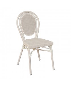 Καρέκλα Nacia pakoworld στοιβαζόμενη αλουμίνιο-textilene λευκό 45x59x85εκ