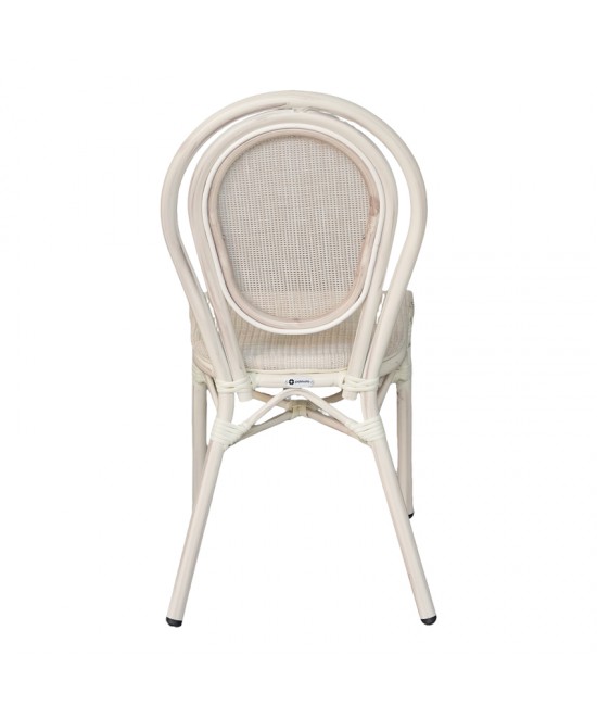 Καρέκλα Nacia pakoworld στοιβαζόμενη αλουμίνιο-textilene λευκό 45x59x85εκ