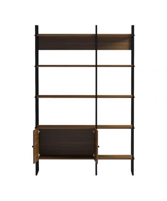 Βιβλιοθήκη Rhombo pakoworld καρυδί-μαύρο 120x35x180εκ Βιβλιοθήκη Rhombo pakoworld καρυδί-μαύρο 120x35x180εκ