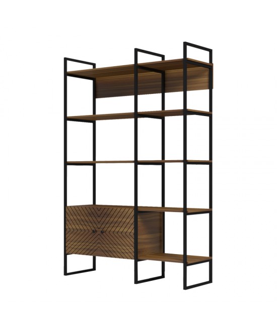 Βιβλιοθήκη Rhombo pakoworld καρυδί-μαύρο 120x35x180εκ Βιβλιοθήκη Rhombo pakoworld καρυδί-μαύρο 120x35x180εκ