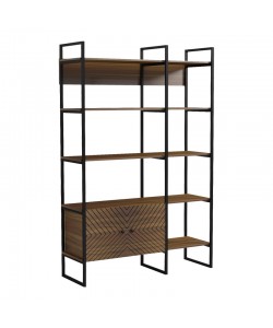 Βιβλιοθήκη Rhombo pakoworld καρυδί-μαύρο 120x35x180εκ