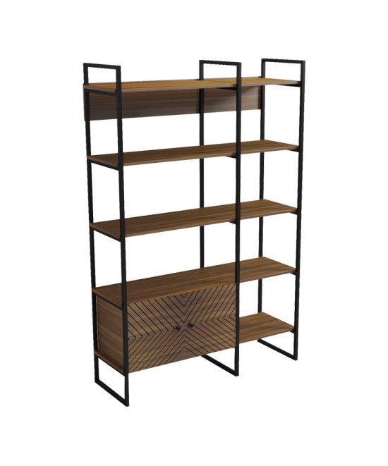 Βιβλιοθήκη Rhombo pakoworld καρυδί-μαύρο 120x35x180εκ Βιβλιοθήκη Rhombo pakoworld καρυδί-μαύρο 120x35x180εκ