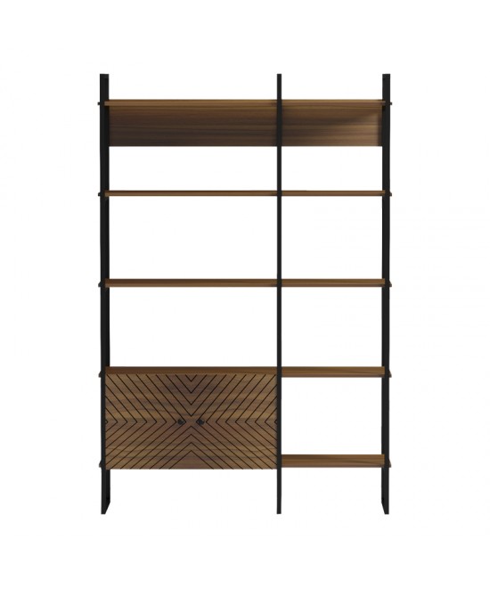Βιβλιοθήκη Rhombo pakoworld καρυδί-μαύρο 120x35x180εκ Βιβλιοθήκη Rhombo pakoworld καρυδί-μαύρο 120x35x180εκ