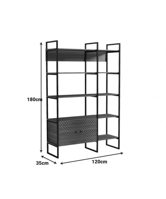 Βιβλιοθήκη Rhombo pakoworld καρυδί-μαύρο 120x35x180εκ Βιβλιοθήκη Rhombo pakoworld καρυδί-μαύρο 120x35x180εκ