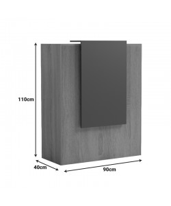 Γραφείο reception Zowel pakoworld με led sonoma-ανθρακί 90x40x110εκ