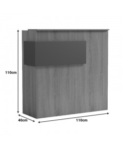 Γραφείο reception Optima pakoworld με led sonoma-ανθρακί 110x40x110εκ