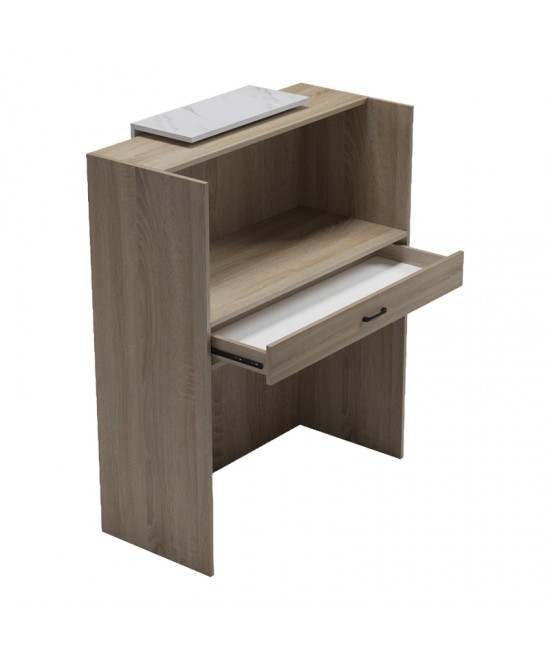 Γραφείο reception Zowel pakoworld με led sonoma-λευκή όψη μαρμάρου 90x40x110εκ