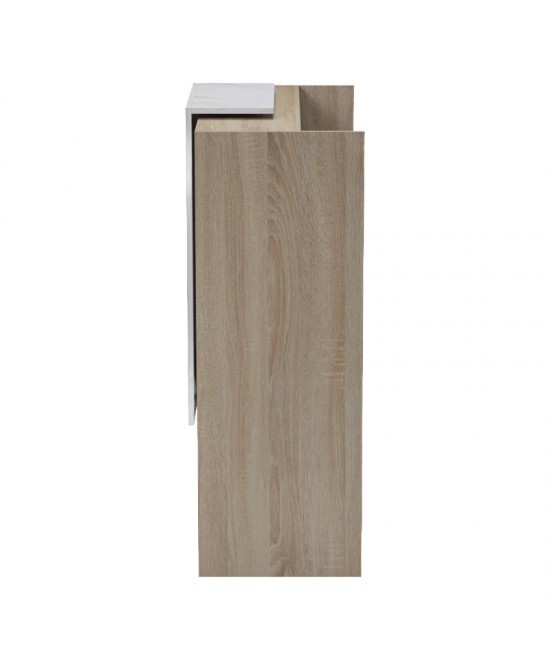 Γραφείο reception Zowel pakoworld με led sonoma-λευκή όψη μαρμάρου 90x40x110εκ