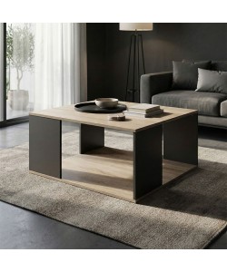 Τραπέζι σαλονιού Zelegan pakoworld sonoma-ανθρακί 90x90x44.5εκ