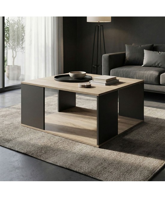 Τραπέζι σαλονιού Zelegan pakoworld sonoma-ανθρακί 90x90x44.5εκ