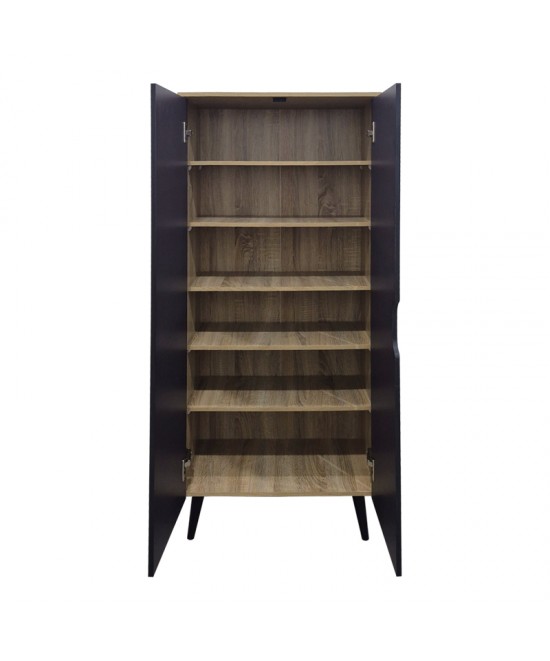 Παπουτσοθήκη-ντουλάπα Oufelia pakoworld sonoma-ανθρακί 60x32.5x134.5εκ