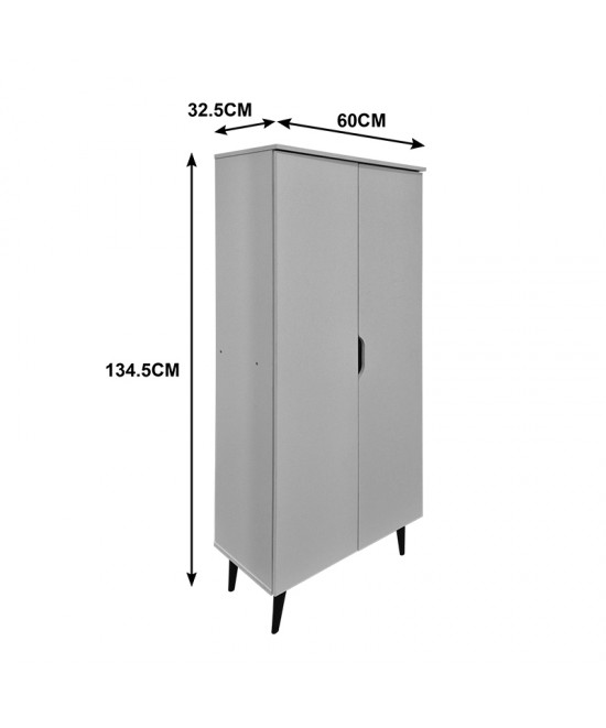 Παπουτσοθήκη-ντουλάπα Oufelia pakoworld sonoma-ανθρακί 60x32.5x134.5εκ