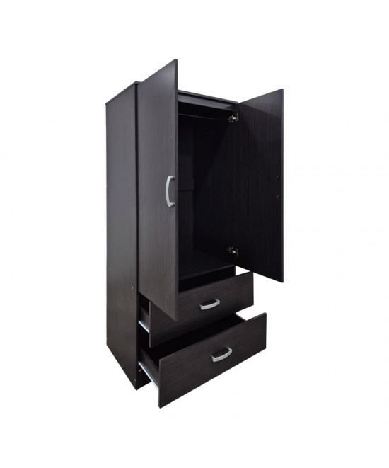 Ντουλάπα δίφυλλη με 2 συρτάρια Alvia pakoworld wenge 80x51.5x180εκ