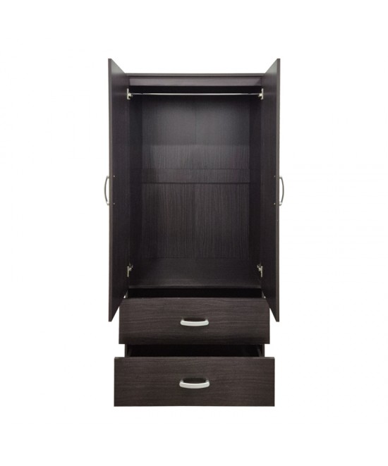 Ντουλάπα δίφυλλη με 2 συρτάρια Alvia pakoworld wenge 80x51.5x180εκ