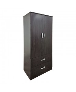 Ντουλάπα δίφυλλη με 2 συρτάρια Alvia pakoworld wenge 80x51.5x180εκ
