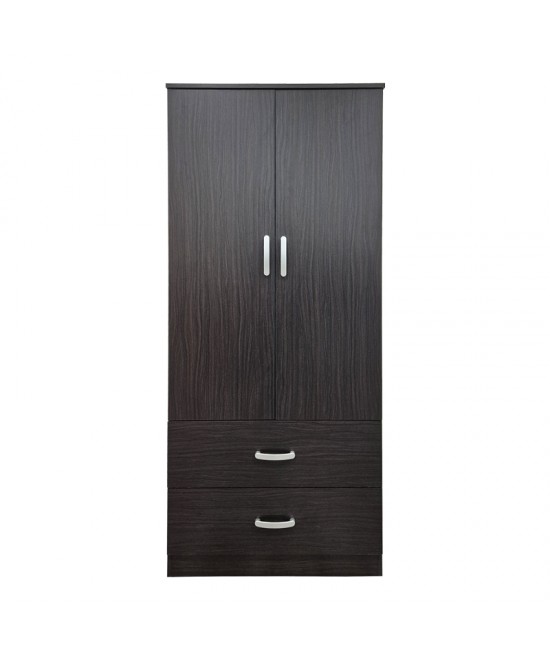 Ντουλάπα δίφυλλη με 2 συρτάρια Alvia pakoworld wenge 80x51.5x180εκ