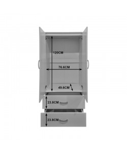 Ντουλάπα δίφυλλη με 2 συρτάρια Alvia pakoworld wenge 80x51.5x180εκ