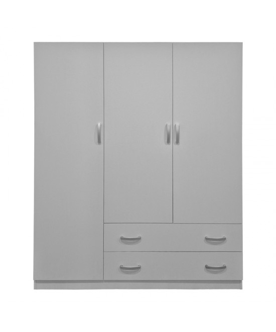 Ντουλάπα τρίφυλλη με 2 συρτάρια Alvia pakoworld λευκή 150x51x180εκ