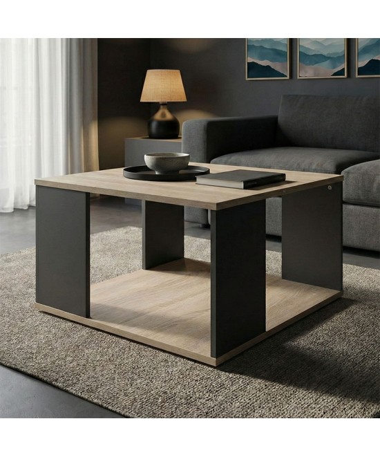 Τραπέζι σαλονιού Zelegan pakoworld sonoma-ανθρακί 60x60x39εκ