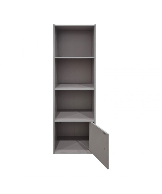Βιβλιοθήκη-στήλη Lenobia pakoworld με ντουλάπι ανοιχτό γκρι 30.5x24x95εκ