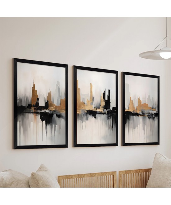 Πίνακας Fortasia pakoworld τρίπτυχος με ψηφιακή εκτύπωση και πλαίσιο 33x0.3x48εκ