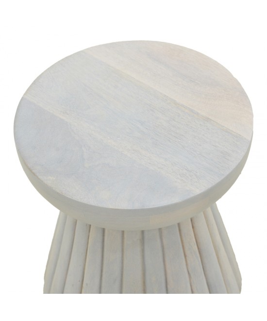 Βοηθητικό τραπέζι Nemira pakoworld μασίφ μάνγκο ξύλο λευκό Φ30x35εκ