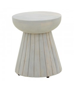 Βοηθητικό τραπέζι Nemira pakoworld μασίφ μάνγκο ξύλο λευκό Φ30x35εκ