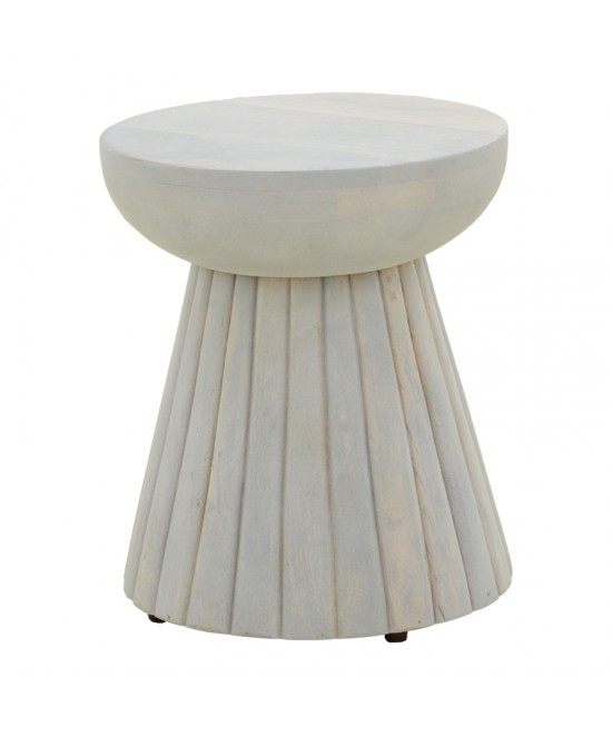 Βοηθητικό τραπέζι Nemira pakoworld μασίφ μάνγκο ξύλο λευκό Φ30x35εκ