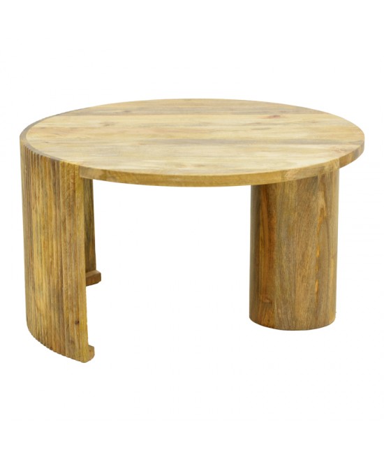 Τραπέζι σαλονιού Orban pakoworld μασίφ μάνγκο ξύλο σε φυσική απόχρωση Φ80x45εκ