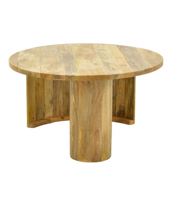 Τραπέζι σαλονιού Orban pakoworld μασίφ μάνγκο ξύλο σε φυσική απόχρωση Φ80x45εκ