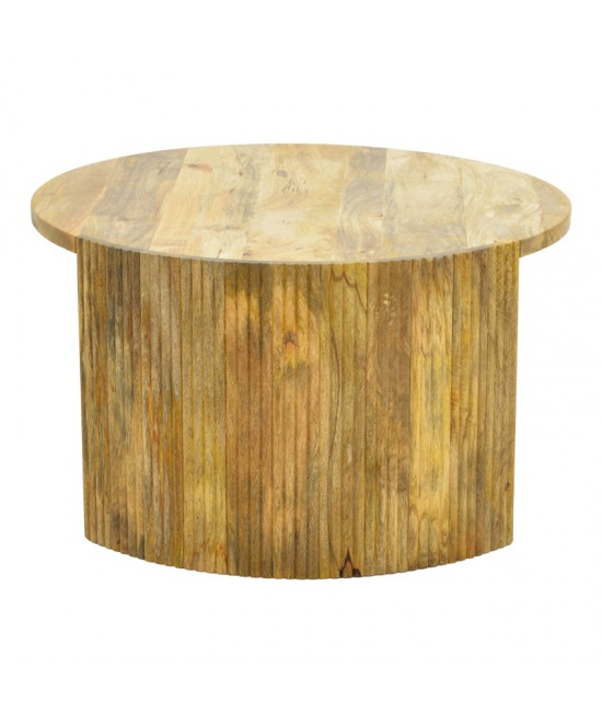 Τραπέζι σαλονιού Orban pakoworld μασίφ μάνγκο ξύλο σε φυσική απόχρωση Φ80x45εκ