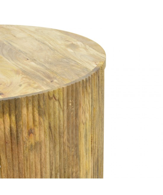 Τραπέζι σαλονιού Orban pakoworld μασίφ μάνγκο ξύλο σε φυσική απόχρωση Φ80x45εκ