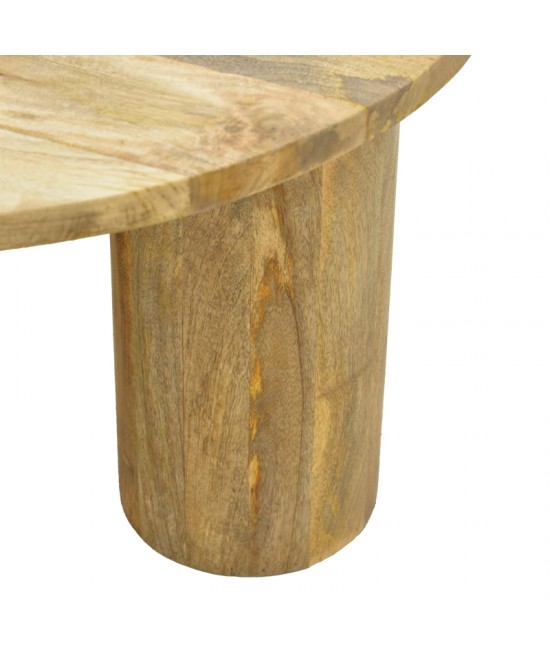 Τραπέζι σαλονιού Orban pakoworld μασίφ μάνγκο ξύλο σε φυσική απόχρωση Φ80x45εκ