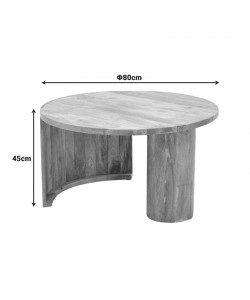 Τραπέζι σαλονιού Orban pakoworld μασίφ μάνγκο ξύλο σε φυσική απόχρωση Φ80x45εκ