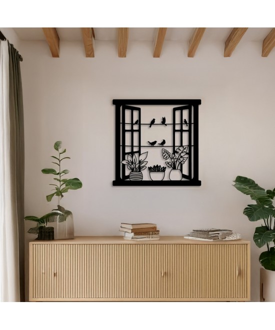 Διακοσμητικό τοίχου Windo pakooworld μαύρο μεταλλικό 50x1,5x50εκ