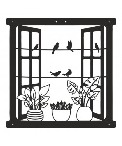 Διακοσμητικό τοίχου Windo pakooworld μαύρο μεταλλικό 50x1,5x50εκ