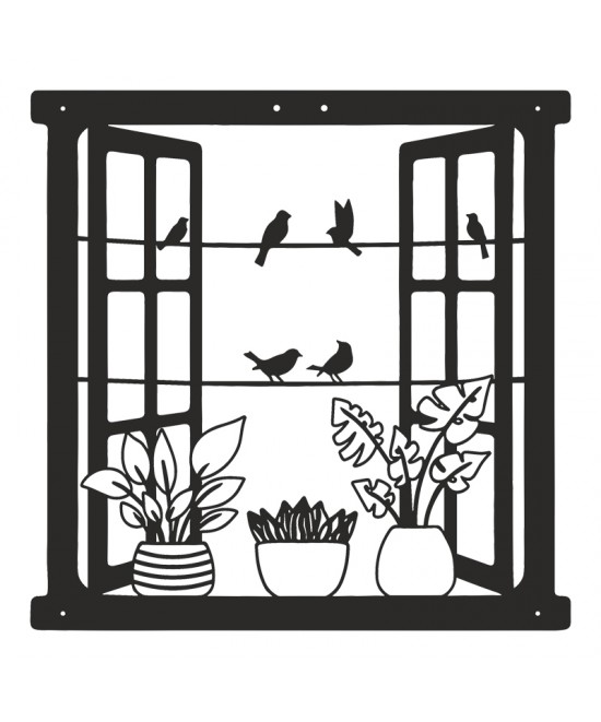 Διακοσμητικό τοίχου Windo pakooworld μαύρο μεταλλικό 50x1,5x50εκ