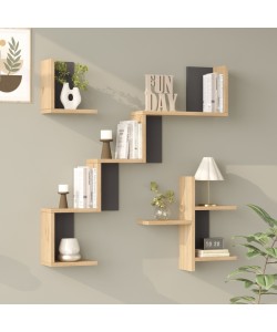 Ραφιέρα τοίχου Verso pakoworld oak με ανθρακί 99,4x14,5x103εκ