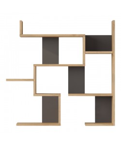 Ραφιέρα τοίχου Maze pakoworld oak με ανθρακί 93,3x14,5x90εκ