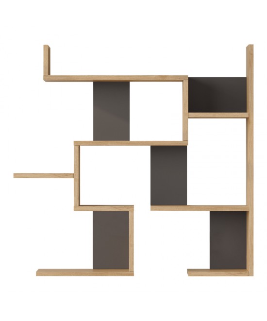 Ραφιέρα τοίχου Maze pakoworld oak με ανθρακί 93,3x14,5x90εκ