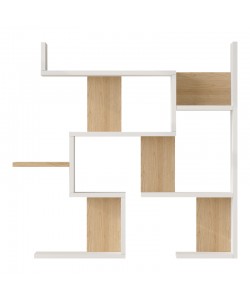 Ραφιέρα τοίχου Maze pakoworld λευκό με oak 93,3x14,5x90εκ