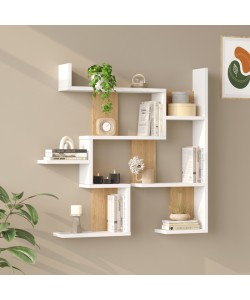 Ραφιέρα τοίχου Maze pakoworld λευκό με oak 93,3x14,5x90εκ