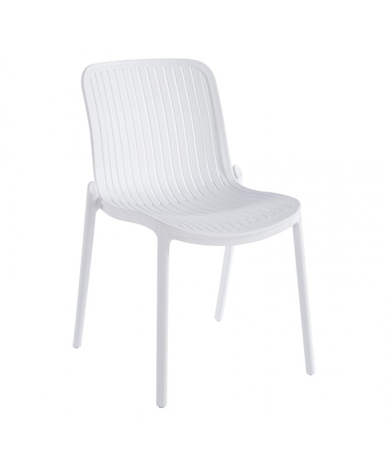 Καρέκλα Teragi στοιβαζόμενη pakoworld pp με UV protection λευκή 58x43.5x82εκ