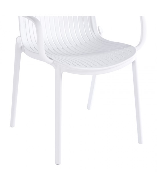 Πολυθρόνα Teragi στοιβαζόμενη pakoworld pp με UV protection λευκή 59x57x82εκ